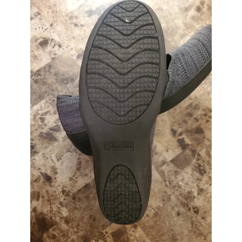 Skechers Air-Cooled Wedge sz 8 SlipOn loafer sneaker gray scalloped work comfort